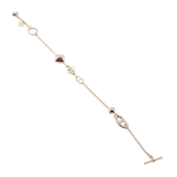 Authentic! Hermes 18k Rose Gold Signature Iconic Logos Link Toggle Bracelet - Picture 9 of 9